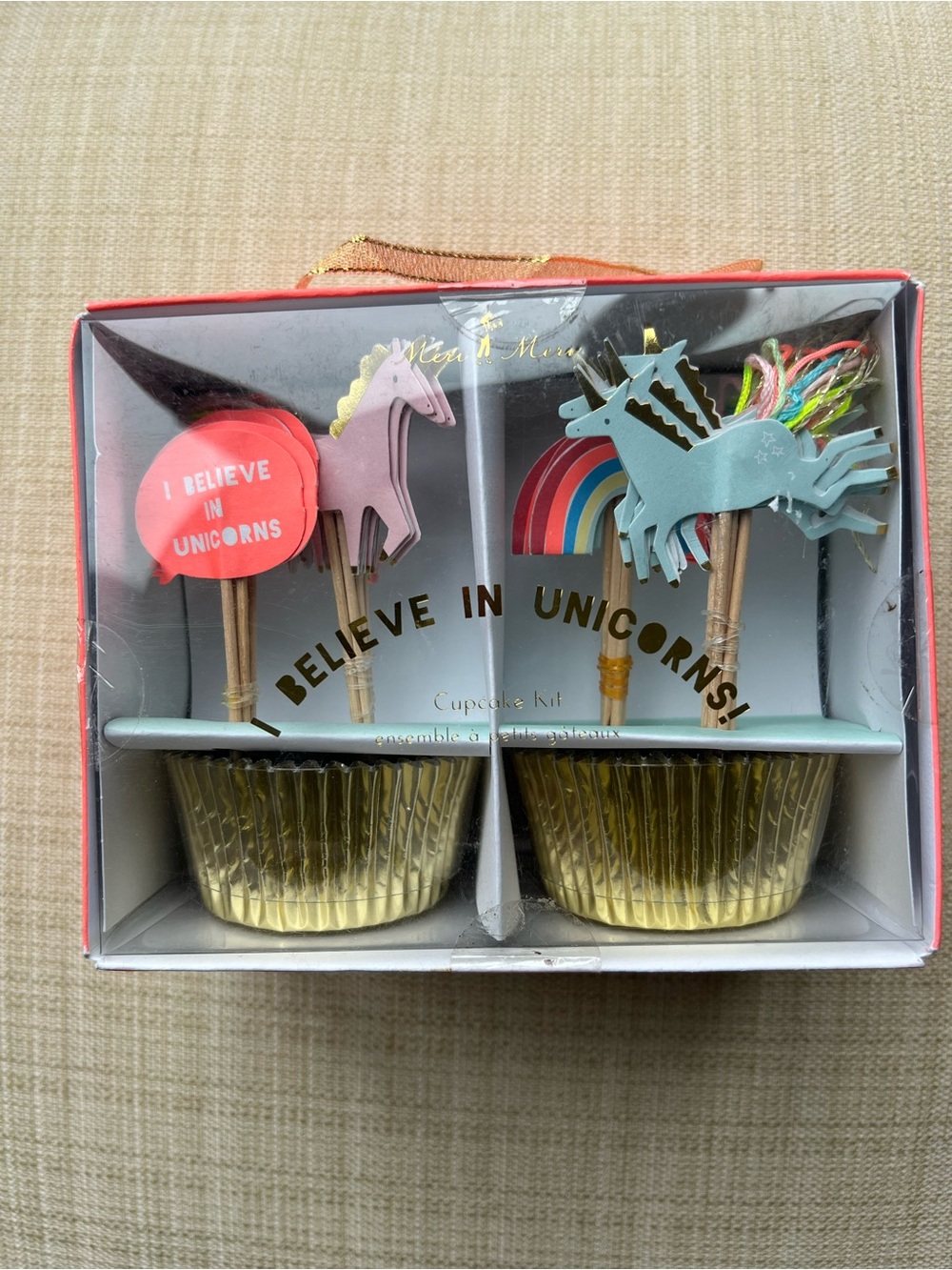 🆕 24 Meri Meri Cupcake Topper Unicorns Rainbows Metallic Gold Birthday Party NWT